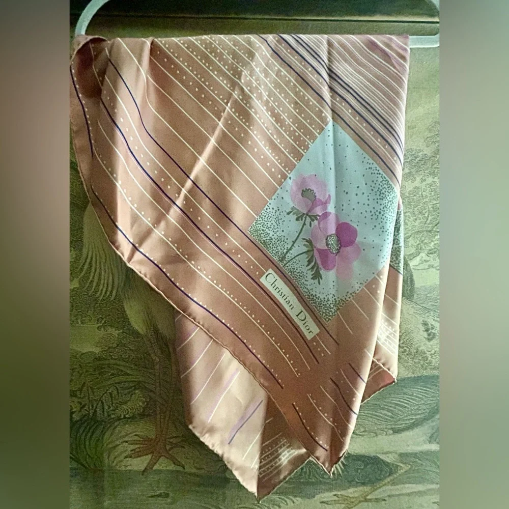 Beautiful Christian Dior Silk Hand Rolled Stitch Scarf *